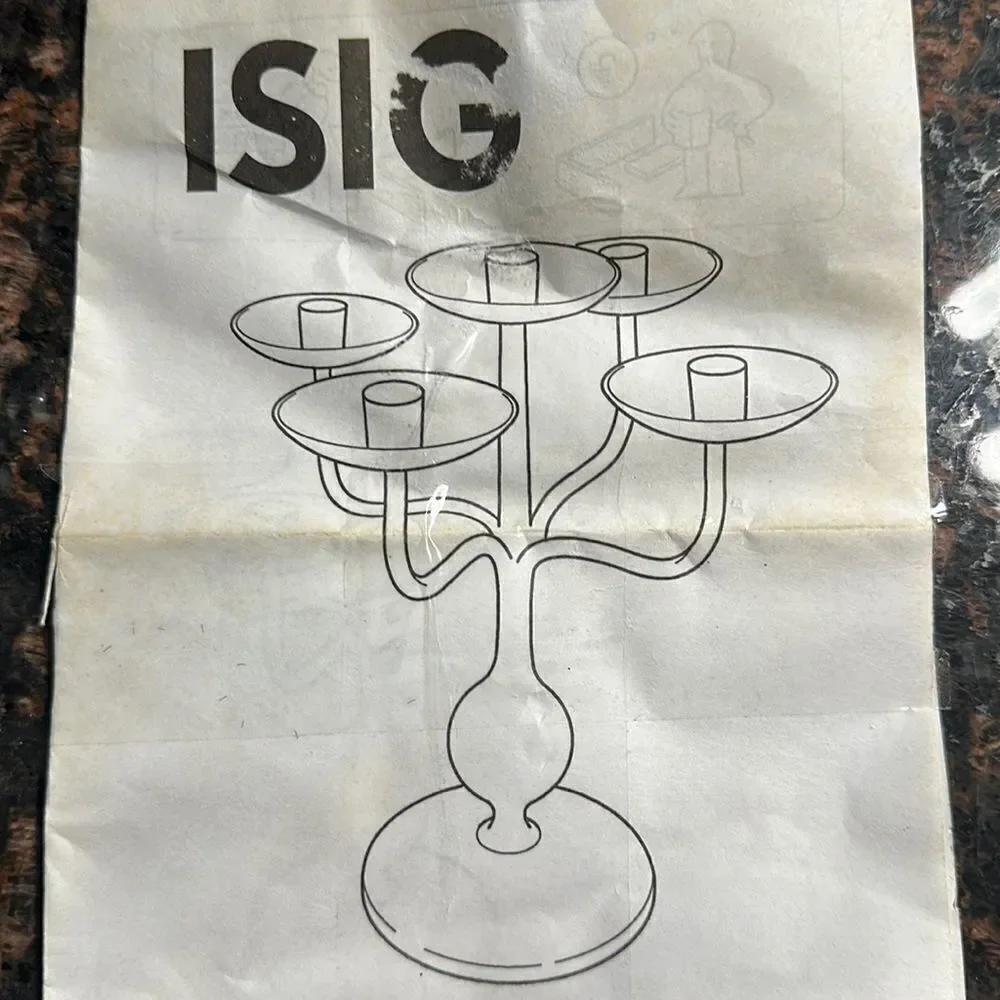 IKEA ISIG Polished Goldtone 5 Arm Candle Holder New in Box - Picture 2 of 3